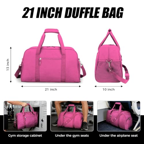 Image of Searock 45L Gym Bag for Men & Women with Shoe Compartment | 21 inch Large Duffle Bag for Travel, Sports, Fitness & Workout, Rose Pink