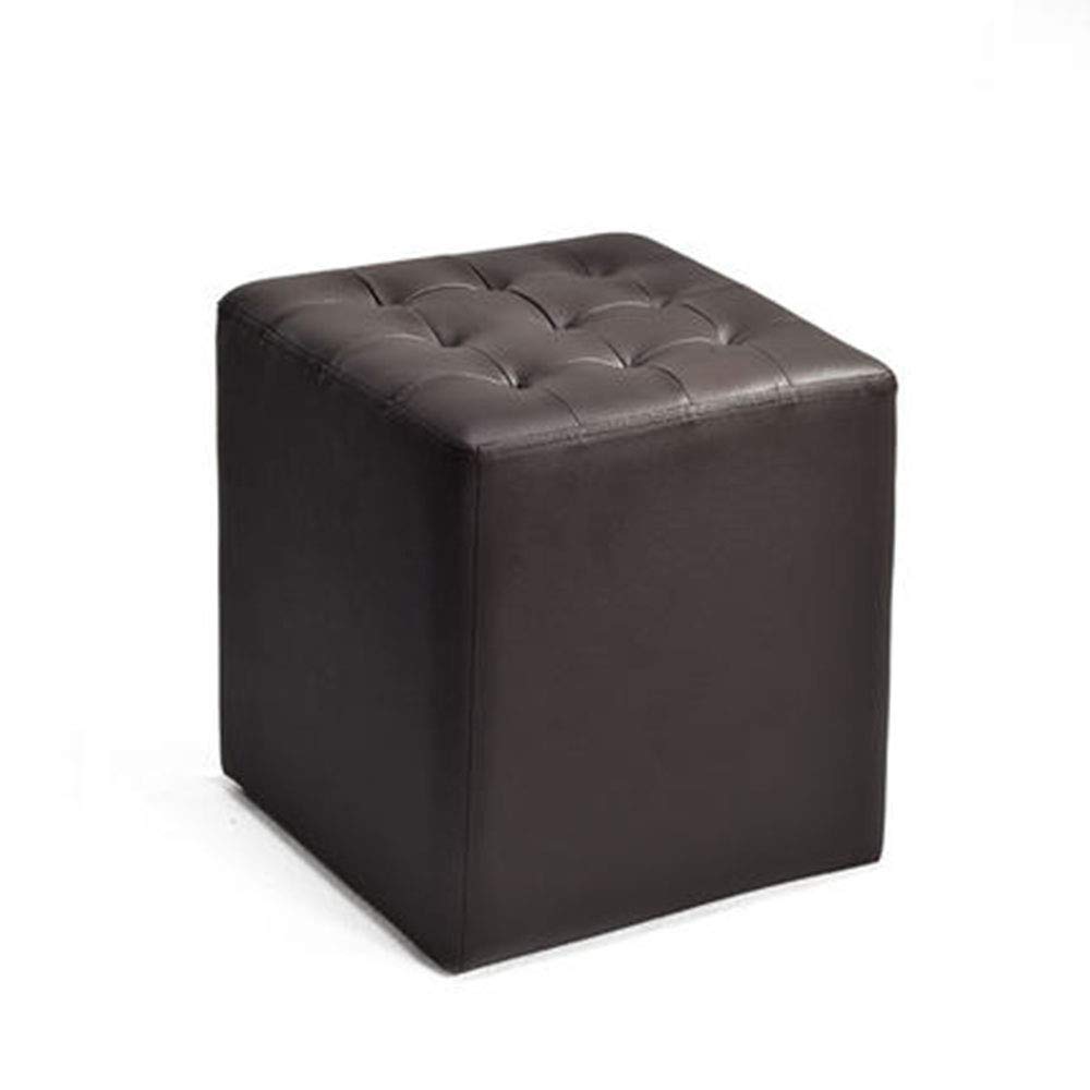 Banc à chaussures carré cuir marron foncé pouf rangement moderne meuble entrée fonctionnel