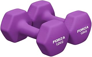 FORZA Mancuernas hexagonales de neopreno, par de mancuernas con agarre antideslizante, diseño ergonómico para entrenamiento de fuerza y entrenamientos en casa, disponible en varios pesos