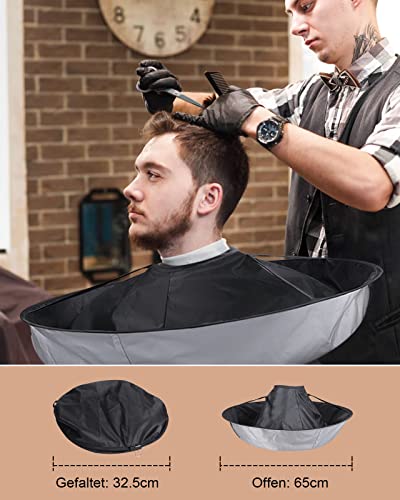 Lictin Friseurumhang, Haar Schneideumhang Regenschirm, Wasserdichter und faltbarer Umhang Black Friseurbedarf Umbrella Cape Friseur zubehör für Haarstyling, Schnitte, Salon