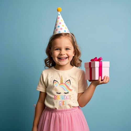 Image of Birthday Girl Shirt 2nd 3rd 4th 5th 6th 7th Girls Birthday T-Shirts Toddler Mermaid Unicorn Cotton Short Sleeve Tee Tops
