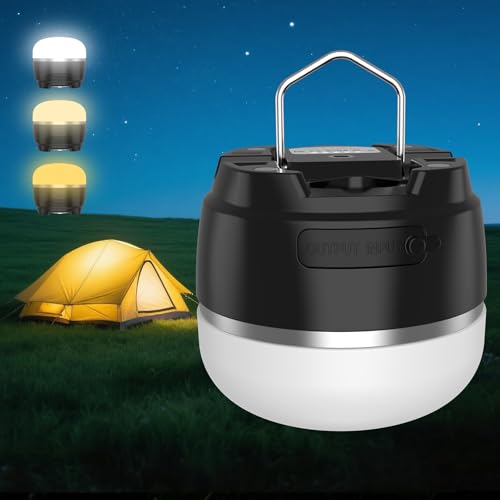 Phylosal Lanterna da campeggio a LED ricaricabile, 1000 lm, luce per tenda con 3 modalità di illuminazione a colori, power bank da 8000 mAh, impermeabile, mini torcia con base magnetica per emergenza