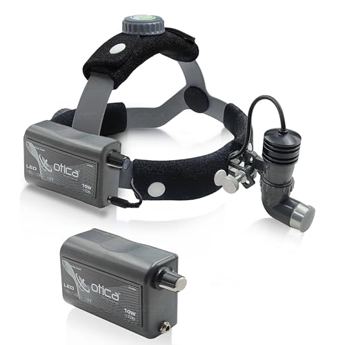 Image of OTICA 10W ENT Surgical LED Headlight High-Intensity Medical Headlamp for Doctors Hospital Dental Portable Rechargeable Headlight (Brightness, Spot Size Control + Dual Detachable Battery) - Grey