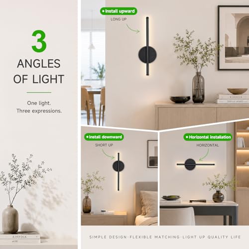 Lámpara de pared batería interior para iluminar zonas sin enchufes con apliques de 40cm negros 6