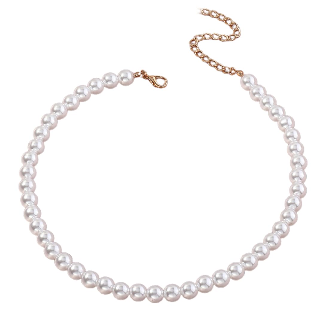 LuLiyLdJ 1 paquete de collar de perlas para mujer, collar de perlas de imitación redondo corto, collar de perlas para hombres, collar blanco de perlas para boda nupcial