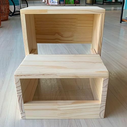 Escadinha de Madeira 2 Degraus Infantil Banquinho Multiuso Montessouri Pinus Ecológica