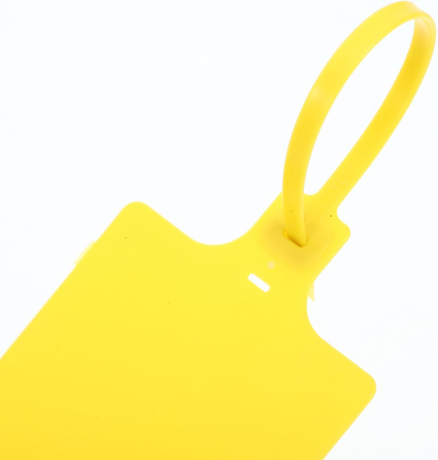 Ipetboom 100pcs Yellow Plastic Shipping Tags with Cable Ties 5.8x100mm Labeling Tags for Logistics Luggage and Industrial Packaging