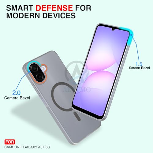 Image of AESTMO Samsung Galaxy A07 / M07 / F07 / F70E Back Cover | Slim Hard Shell | Matte Frosted Hard Back Translucent Back Cover for (Compatible with MagSafe Accessories, Grey)