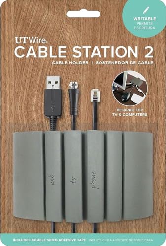 Cable Station 2, Mountable Writable Cable Holder on Desk Organizers, Grey, 1 Each