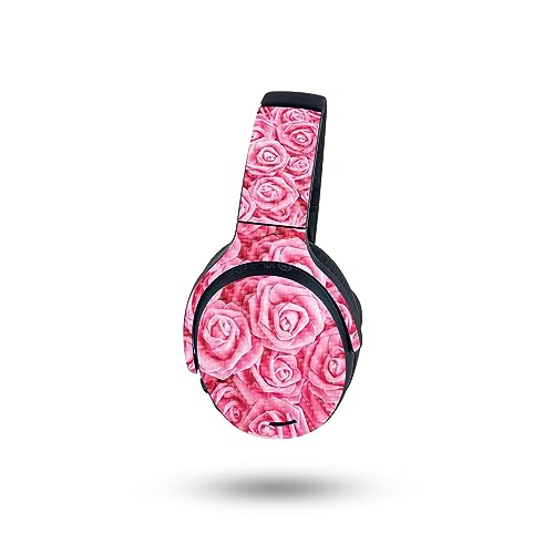 Image of MightySkins Carbon Fiber Skin Compatible with Skullcandy Crusher ANC 2 - Super Pink Roses | Protective, Durable Textured Carbon Fiber Finish | Easy to Apply
