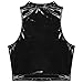QinCiao Women's Adjustable Spaghetti Straps Leather Bustier Crop Top Sleeveless Rave Dance Tops Black Small