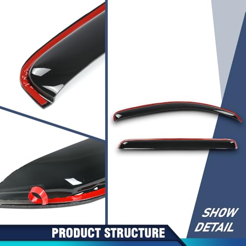 Image of PIT66 in-Channel Vent Window Visors 4 pcs | Fit Toyota Tundra Crewmax Cab 2007 2008 2009 2010 2011 2012 2013 2014 2015 2016 2017 2018 2019 2020 2021 in-Channel Rain