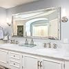 Chende 27"x56" Large Bathroom Mirror for Wall, Elegant Decorative Wall Mirror with Angled Stainless Steel Frame, Unique Vertical/Horizontal Mirror for Living Room, Home Office, Entryway Decor