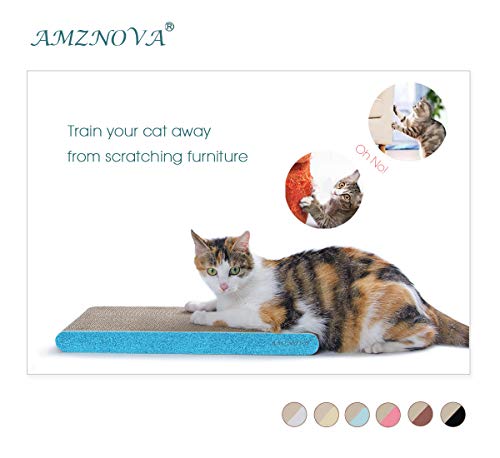 Image of AMZNOVA Cat Scratcher, Cardboard Cat Scratchers, Durable & Recyclable Scratch Pad, Colors Series, Narrow, Glitter Blue