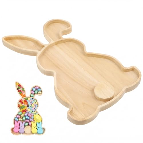 DOITOOL Easter Bunny Charcuterie Board Wooden Tray Rabbit Shaped Serving Platter for Spring Parties Snacks and Holiday Entertaining by DOITOOL - Used condition - US$7.32