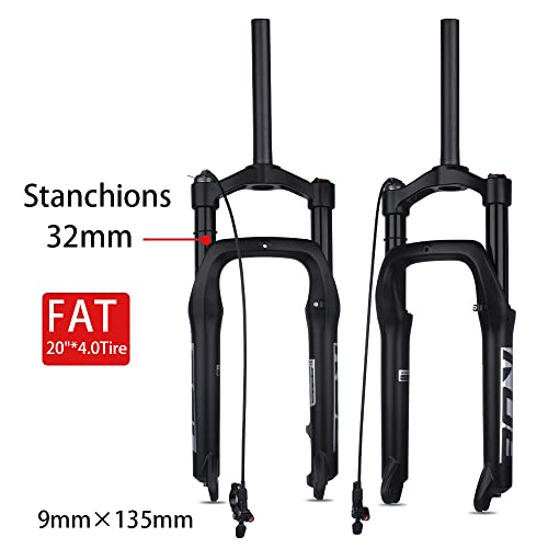 Bolany Snow Beach Bike Suspension Fork 20 Inch 4.0 Tire Fat Bicycle Air Front Fork Travel135Mm (Remote) #TOP3