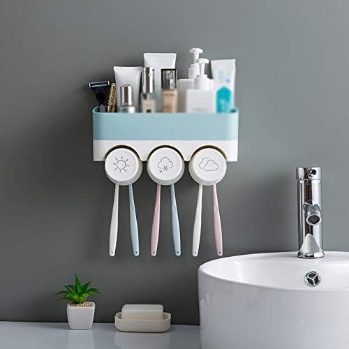 Wall Mounted Family Tooth Brush Holder Set Plastic Bathroom Toothbrush Storage Rack Toothpaste Dispenser