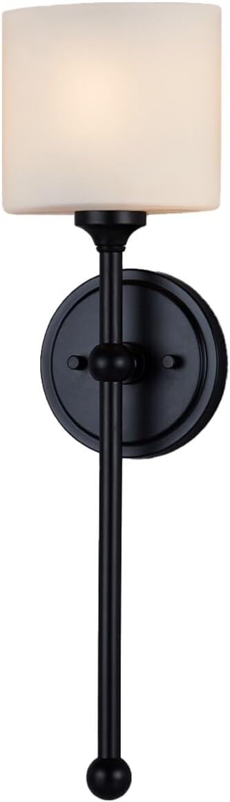 Sequoia ADA 1-Light Wall Sconce - Matte Black - Opal Glass Shade