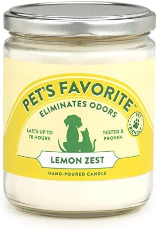Pet's Favorite - Tested & Proven - Odor Eliminating Candle, Pet-Friendly Scented Candle, in 4 Great Fragrances – 70-Hour Burn Time, Cotton Wick (Lemon Zest, Pack of 1)