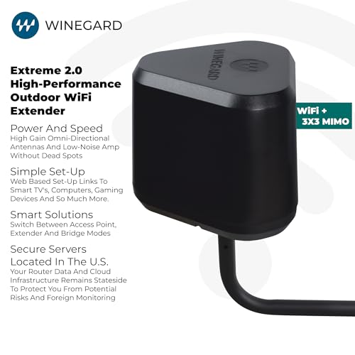 Image of Winegard Extreme 2.0 RW-3035 Outdoor WiFi Extender - Weather-Resistant, 1000 ft Long-Range, Omnidirectional, Whole Property WiFi - 3x3 MIMO, Wireless-AC, WPA3, 2.4 /5 GHZ WiFi