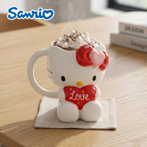 Image of Silver Buffalo Sanrio Hello Kitty Holding Love Heart, 3D Sculpted Mug, 20oz | Ceramic, 0.59 Liters