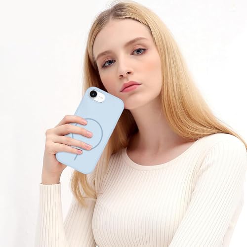 Image of iPhone 16e Silicone Magsafe Case | Shock Proof Design & Camera Protection | Premium Rubberised Apple iPhone 16e Cover (Microfiber Lining) | Magnetic Liquid Silicone - Sky Blue
