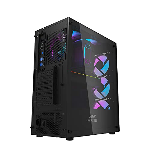 Image of Ant Esports 220 Air Mid- Tower Computer Case /Gaming Cabinet - Black | Support - ATX, M-ATX, ITX | Pre-Installed 3 x 120mm Front Fans and 1 x 120mm Rear Fan