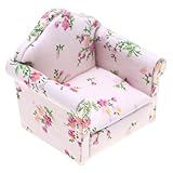 BESTonZON Miniatur-Sofa Für Puppenhäuser Floraler Design Robustes Material Für Miniaturmöbel Platzsparendes Dekor Für Puppenhaus-Wohnzimmer Und Spielzeugausstellungen