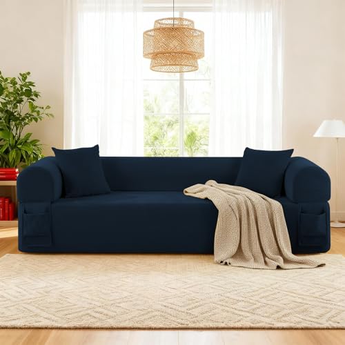 GJQ 3 Seater Sofa Couch for Living Room (Blue, 30"
