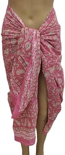 Rastogi Handicrafts 100% Cotton Hand Block Print Sarong Womens Swimsuit Wrap Cover Up Long (73" x 44")