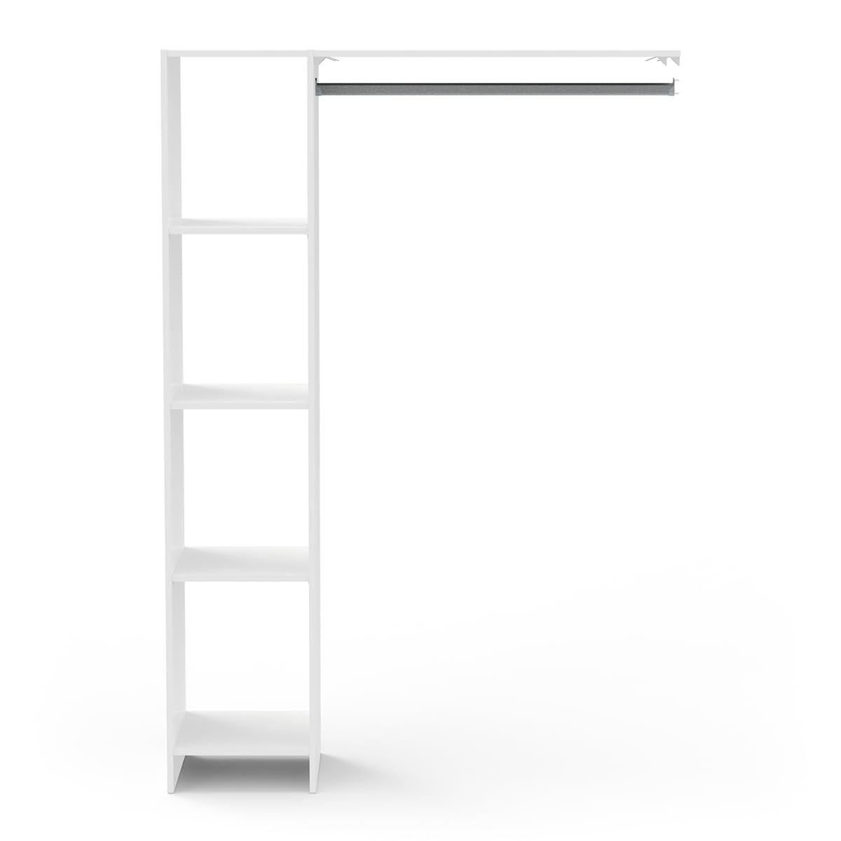 Kit Dressing avec Penderie & Colonne De 3 Rayons Modulable – Coloris Blanc Mat – 120,2 x 180 x 39,6 cm