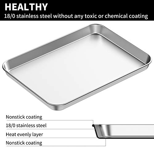 Baking Sheet Set Of 5, Bastwe 18 Inch Commercial Grade Stainless Steel Baking Pan, Professional Bakeware Oven Tray, Healthy & Non-Toxic, Rust Free & Mirror Finish, Easy Clean & Dishwasher Safe #TOP1
