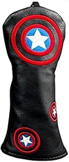 Captain America Design Black Theme Golf Wood Club Head Cover for (1/3/UT)