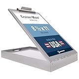 Saunders Metal Clipboard with Storage, Silver Dual Layer Nursing Clipboard Folio, Letter Size Paper Organizer, Steel Clip with Self Locking Latch, Form Holder for Office, School & Work - Made in USA