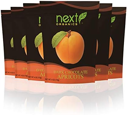 Next Organics Dark Chocolate Apricots, 4 Ounce (Pack of 6)
