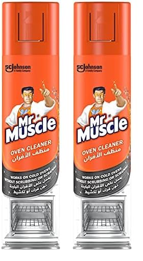Mr. Muscle Oven Cleaner Spray - Powerful Grease & Grime Remover - Fast-Acting Foam Formula Restores Shine Without Scrubbing - Deep Cleaning Action Tackles Burnt-on Food - 300ml (Pack of 2)