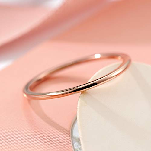 THREE KEYS JEWELRY Womens Rings Unique Rose Gold Tungsten Carbide for Man Domed 1mm Ring Wedding Band Gifts Bands Rings for Women Size 9 by THREE KEYS JEWELRY - Used condition - Image 3