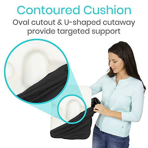 Vive Sciatica Pain Relief Pillow For Sitting - Coccyx Tailbone Cushion For Car Driver Seat, Office Chair, Desk, Gaming - Large Ergonomic Wedge For Hemorrhoid W/Built In Back Support - Washable Cover #TOP1