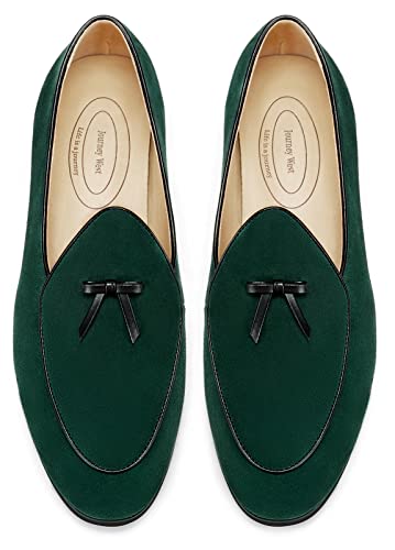 Image of Journey West Men's Suede Leather Belgian Loafers for Men Slip-on Casual Penny Casual Loafers