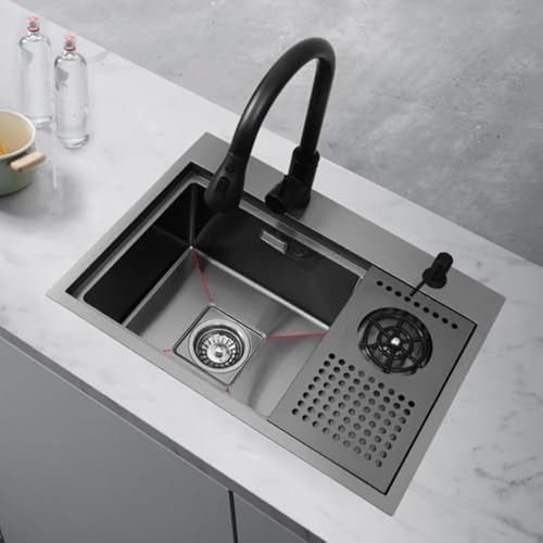 Évier de cuisine avec couvercle amovible pour optimiser les petits espaces