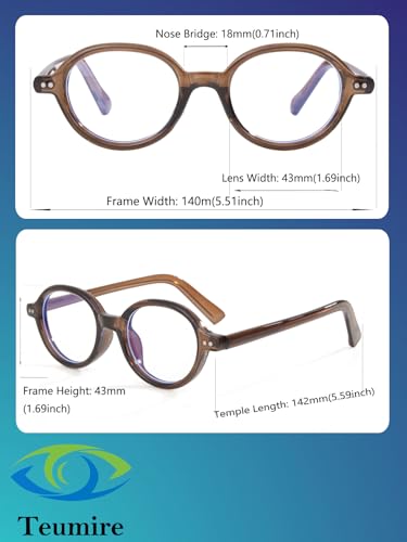Image of Vintage Round Glasses for Men Women Retro Oval Blue Light Glasses Fake Nerd Eyeglasses