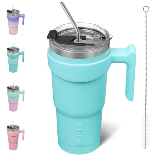 Image of BJPKPK 20 oz Tumbler with Handle & Straw, Insulated Stainless Steel Mug