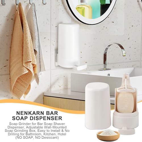 Image of Bar Soap Dispenser and Soap Grinder for Bar Soap Shaver Dispenser Adjustable Wall-Mounted Soap Grinding Box No Drilling for Bathroom Kitchen Hotel.