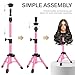 ZQIAN BEAUTY 25 Inch Wig Stand Tripod, Adjustable Mannequin Head Stand, Wig Head Stand for Training Heads And Canvas Block Head (Pink, Mannequin Head Not Included)