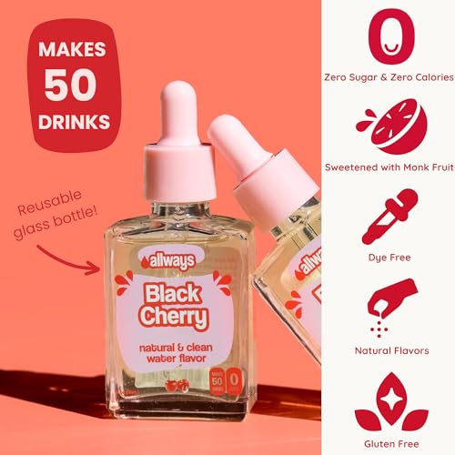 Image of Allways Drops Black Cherry Water Enhancer | Sugar Free | 50 Servings