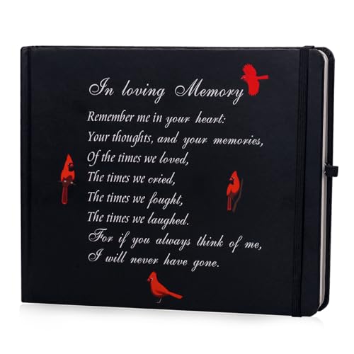 Idealmuzik Funeral Guest Book Cardinal Memorial,Hardcover Celebration of Life Guest Book, in Loving Memory Guest Sign in Book for Funeral, Celebration of Life Decor