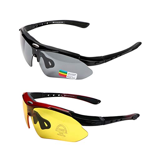 KASIVOUK2 Paar Sportbrillen Fahrrad Brillen Damen Herren Polarisierte UV400 Schutz mit 5 Wechselgläser Radbrillen für Outdoor-Sport Radfahren Motorradfahren Laufen Angeln Golf Cover