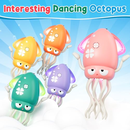 Image of Dancing Squid Baby Toy, Electric Octopus Tummy Time Toy, Rechargeable Magic Squid Dance Music Toy for 3 4 5 6 Year Old Boys Birthday Gift