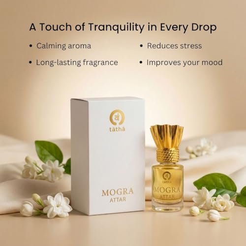 Image of Tatha Pure Mogra Attar| 100% Mogra Attar Original| Jasmine Roll-On Perfume for Women & Men Long Lasting With Calming Aroma| Natural Ingredients| Ideal Gift| | 6 ML
