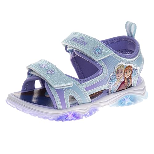 Disney Frozen LED Light Up Sandal Outdoor Slip on Strap Sandals For Girl - Blue Purple Size 6 Toddler